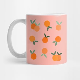 Oranges, Fruit Pattern on Peach Mug